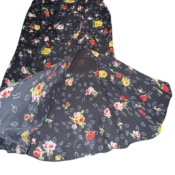 UEC Veronica Beard 100% SILK Black Midi Skirt with Floral Print SEXY SLIT SZ 4 - Picture 7 of 15